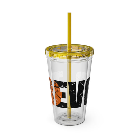 Basketball 16 oz Sunsplash Tumbler with Straw w/Custom Name