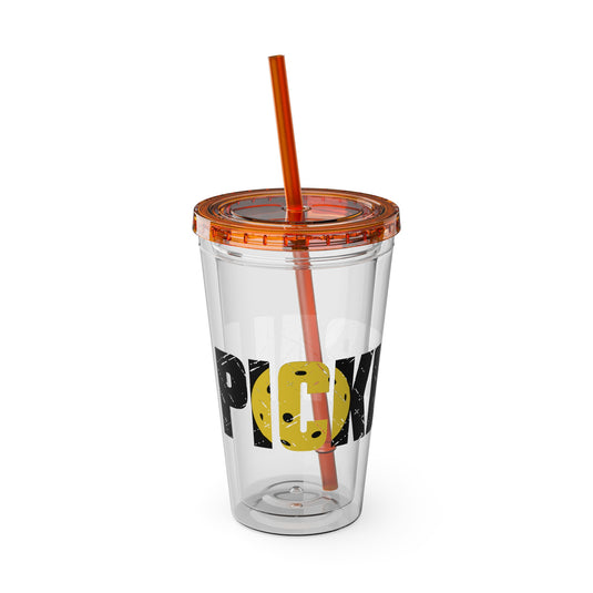 Pickleball 16 oz Sunsplash Tumbler with Straw