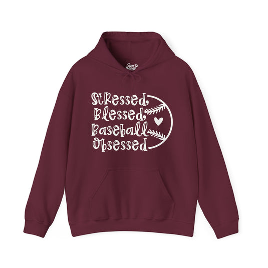 Stressed Blessed Baseball Obsessed Adult Unisex Basic Hooded Sweatshirt