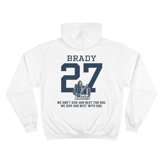 Iron Knights Champion Adult Unisex Hoodie W/Name, Number & Bible Verse - All White Design