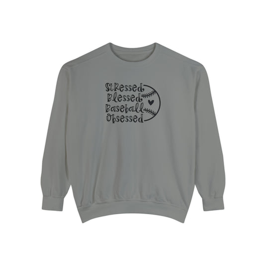 Stressed Blessed Baseball Obsessed Adult Unisex Premium Crewneck Sweatshirt