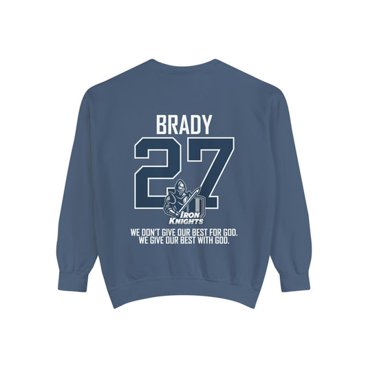 Iron Knights Premium Adult Unisex Crewneck Sweatshirt w/Name, Number & Bible Verse - All White or Blue Design