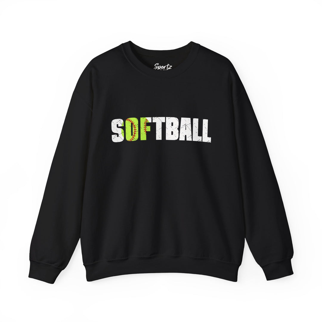 Softball w/White Text Adult Unisex Crewneck Sweatshirt