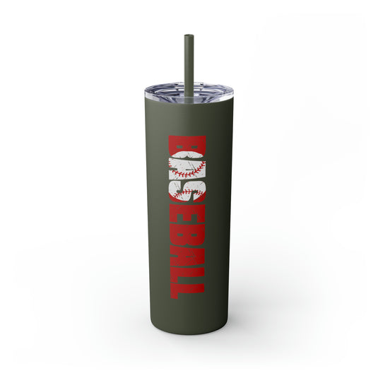 Baseball 20oz Skinny Tumbler with Straw in Matte or Glossy