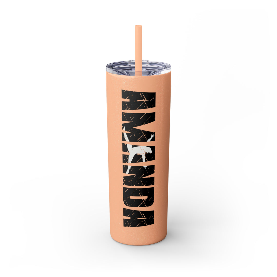 Gymnastics 20oz Skinny Tumbler with Straw w/Custom Name