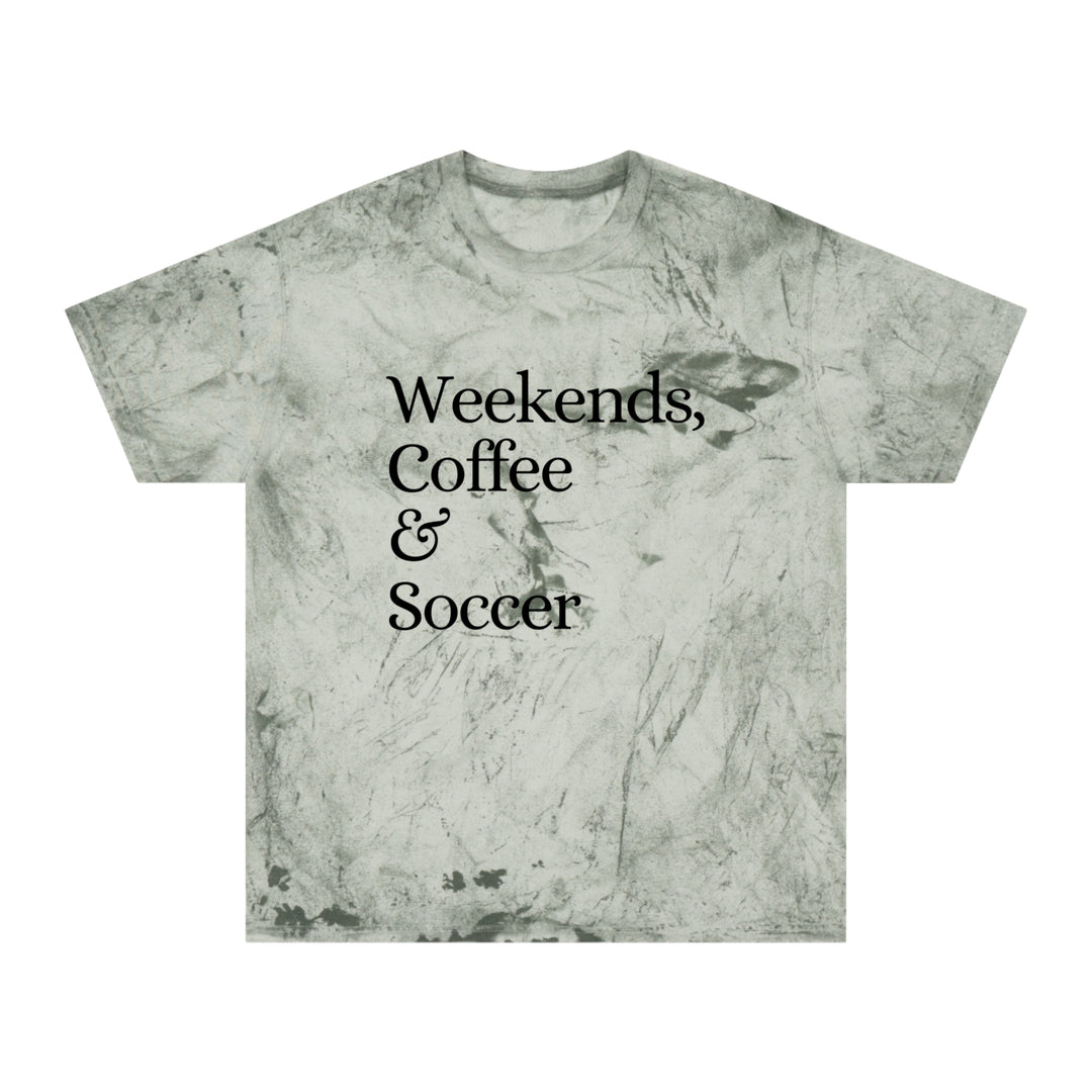 Weekends Coffee & Soccer Adult Unisex Colorblast T-Shirt