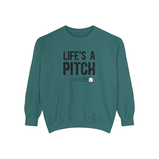 Life's a Pitch Baseball Adult Unisex Premium Crewneck Sweatshirt