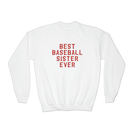 Best Baseball Sister Ever Youth Basic Crewneck Sweatshirt