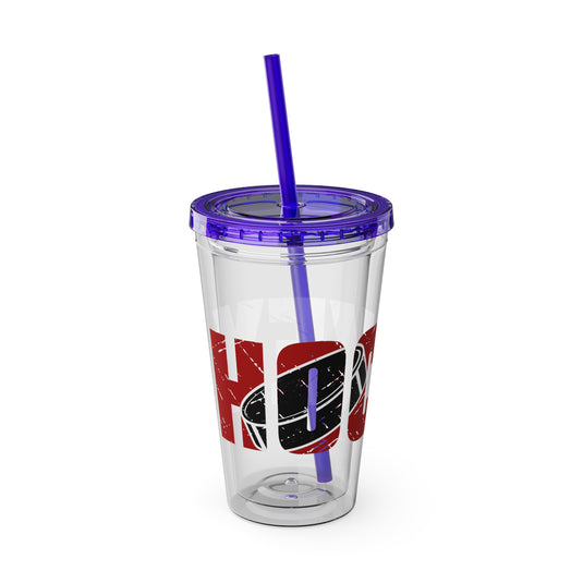 Hockey 16 oz Sunsplash Tumbler with Straw