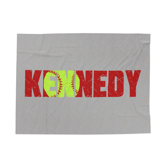 Softball Plush Blanket w/Custom Name