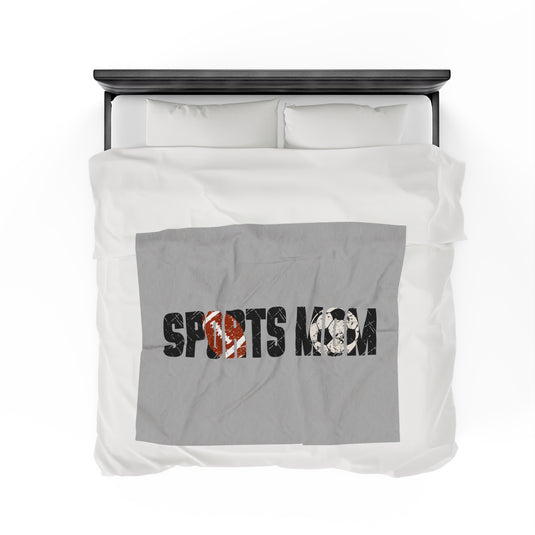 Sports Mom w/Football & Soccer Ball Plush Blanket