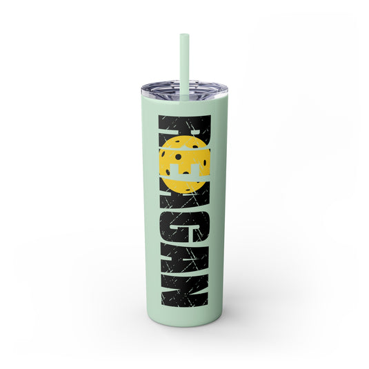 Pickleball 20oz Skinny Tumbler with Straw w/Custom Name