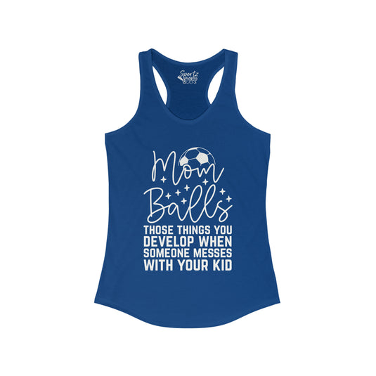 Mom Balls Soccer Adult Women's Racerback Tank