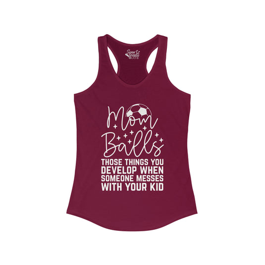 Mom Balls Soccer Adult Women's Racerback Tank