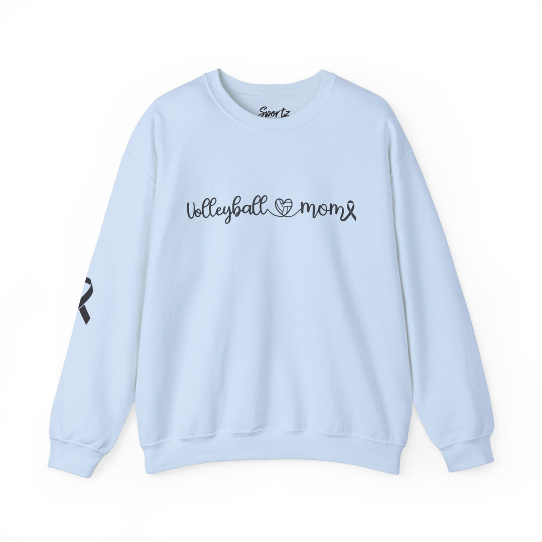 Cancer Collection Pick Your Sport Mom Ribbon & Heart Adult Unisex Crewneck Sweatshirt w/Ribbon on Sleeve