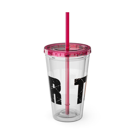 Basketball 16 oz Sunsplash Tumbler with Straw w/Custom Name