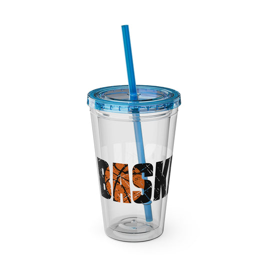 Basketball 16 oz Sunsplash Tumbler with Straw