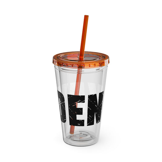 Soccer 16 oz Sunsplash Tumbler with Straw w/Custom Name