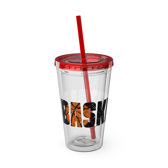 Basketball 16 oz Sunsplash Tumbler with Straw