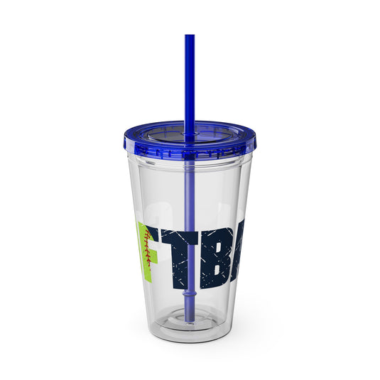 Softball 16 oz Sunsplash Tumbler with Straw