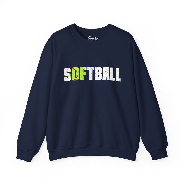 Softball w/White Text Adult Unisex Crewneck Sweatshirt