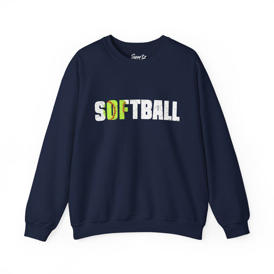 Softball w/White Text Adult Unisex Basic Crewneck Sweatshirt