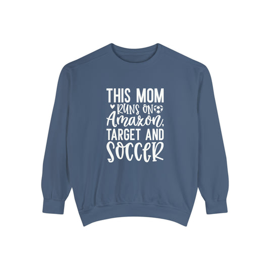 This Mom Runs on Amazon Soccer Adult Unisex Premium Crewneck Sweatshirt