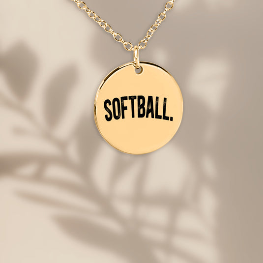 Softball Rustic Design Coin Necklace