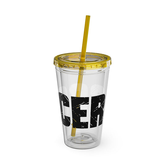 Soccer 16 oz Sunsplash Tumbler with Straw