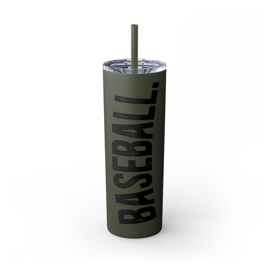 Rustic Design Baseball 20oz Skinny Tumbler with Straw in Matte or Glossy