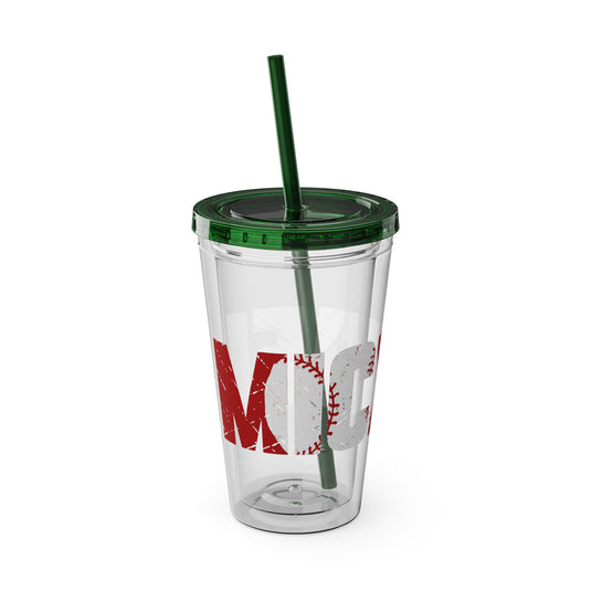 Baseball 16 oz Sunsplash Tumbler with Straw w/Custom Name