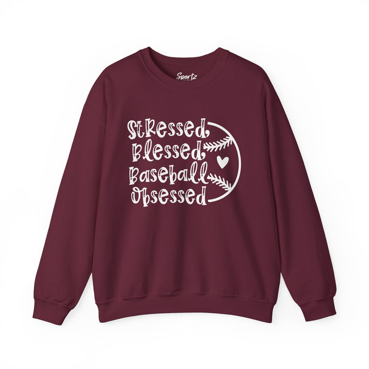 Stressed Blessed Baseball Obsessed Adult Unisex Crewneck Sweatshirt