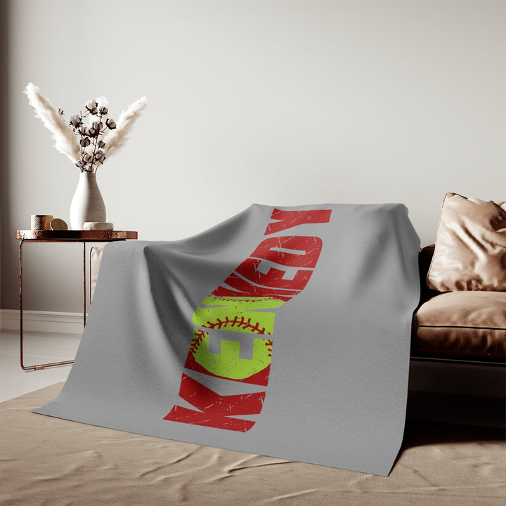 Softball Sweatshirt Blanket w/Custom Name
