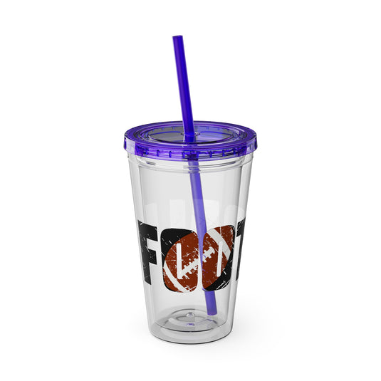 Football 16 oz Sunsplash Tumbler with Straw