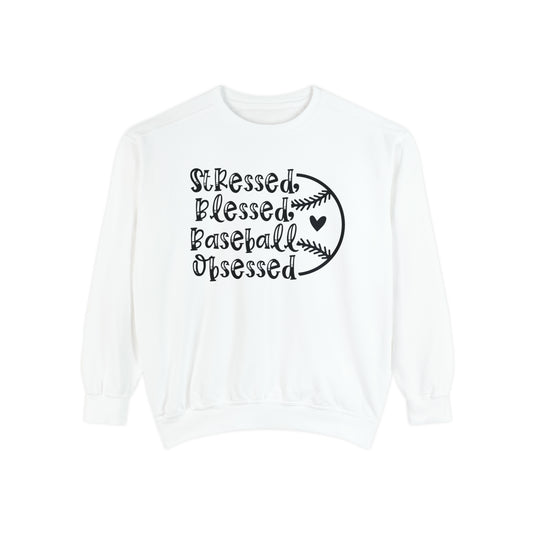 Stressed Blessed Baseball Obsessed Adult Unisex Premium Crewneck Sweatshirt