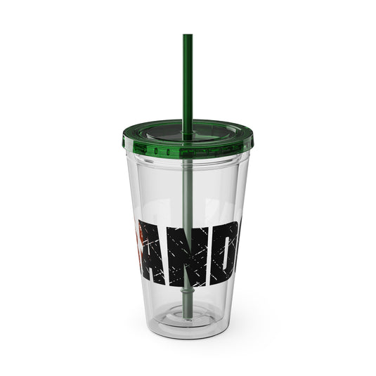 Football 16 oz Sunsplash Tumbler with Straw w/Custom Name