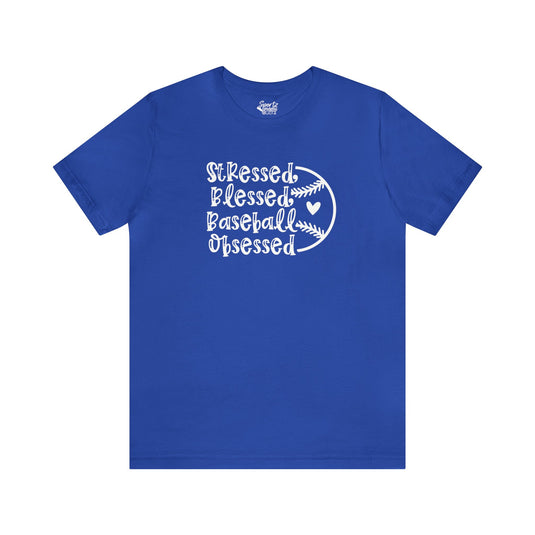 Stressed Blessed Baseball Obsessed Adult Unisex Mid-Level T-Shirt
