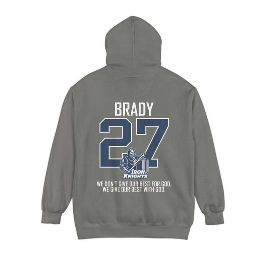 Iron Knights Premium Adult Unisex Hooded Sweatshirt W/Name, Number & Bible Verse - All White Design