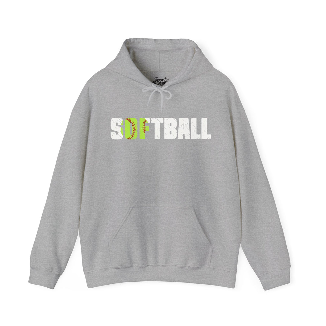 Softball w/White Text Adult Unisex Hooded Sweatshirt