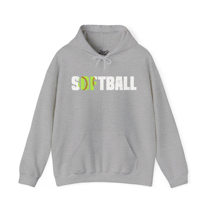 Softball w/White Text Adult Unisex Hooded Sweatshirt