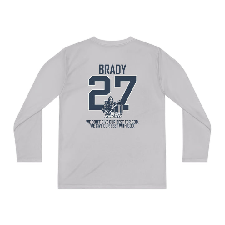 Iron Knights Youth Long Sleeve Competitor Moisture Wicking Tee W/Knight Design, Name & Number