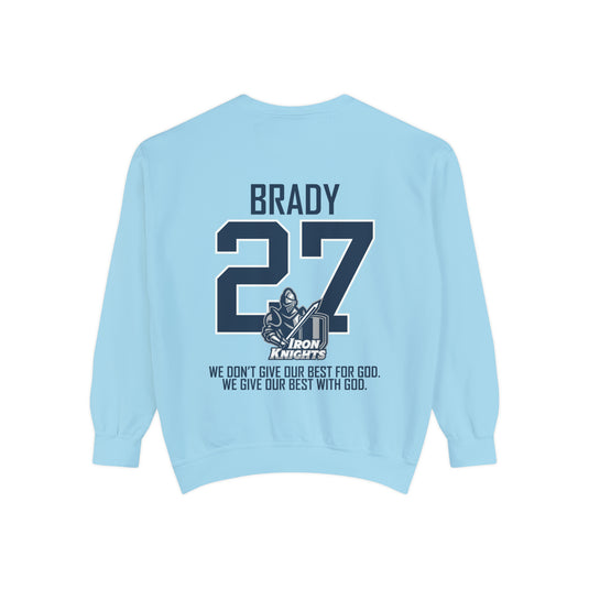 Iron Knights Premium Adult Unisex Crewneck Sweatshirt w/Name, Number & Bible Verse - All White or Blue Design