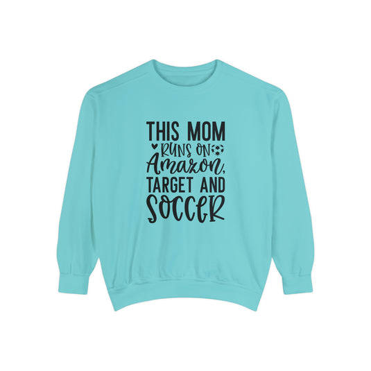 This Mom Runs on Amazon Soccer Adult Unisex Premium Crewneck Sweatshirt