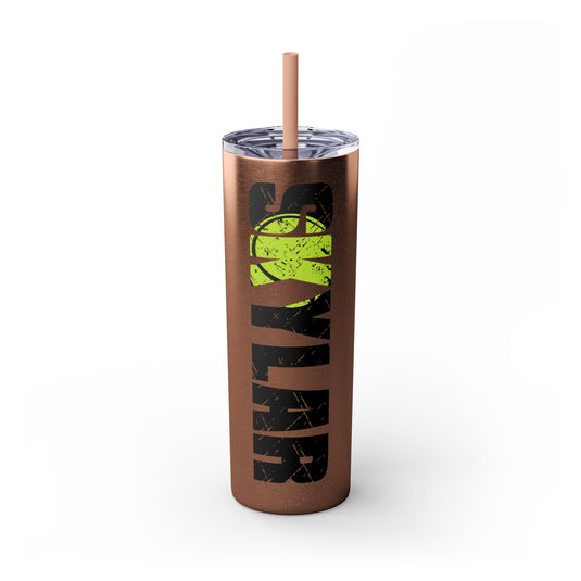 Tennis 20oz Skinny Tumbler with Straw w/Custom Name