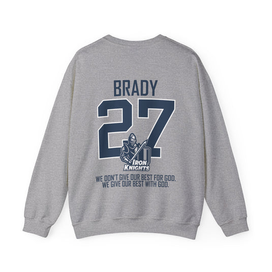 Iron Knights Basic Adult Unisex Crewneck Sweatshirt w/Name, Number & Bible Verse - All White or Blue Design