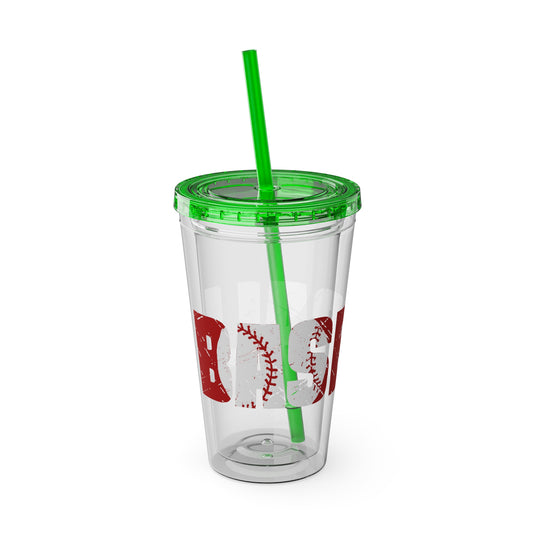 Baseball 16 oz Sunsplash Tumbler with Straw