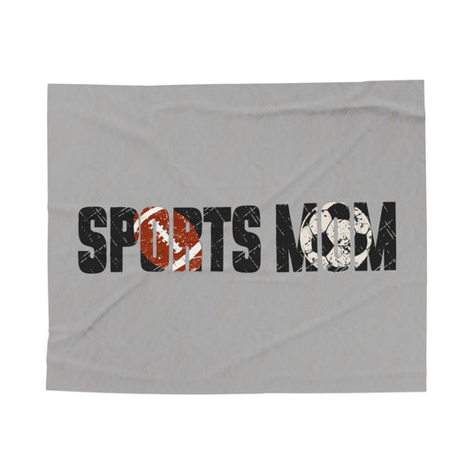 Sports Mom w/Football & Soccer Ball Plush Blanket