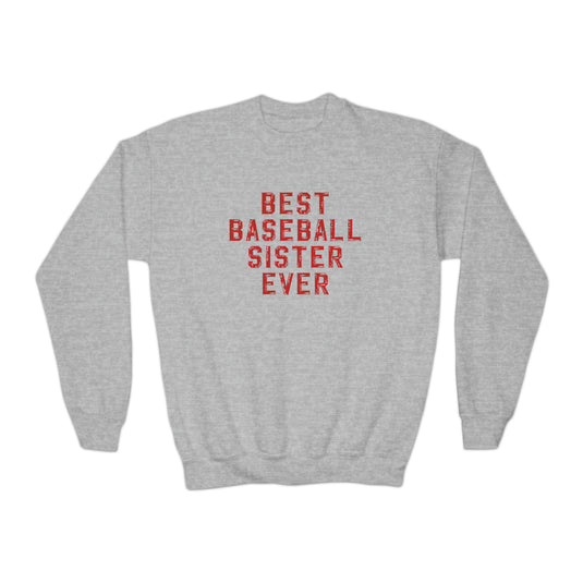 Best Baseball Sister Ever Youth Basic Crewneck Sweatshirt