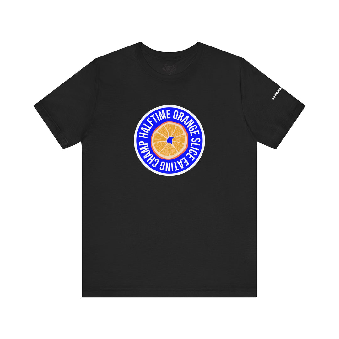 College Station Soccer Club Vanguard Unisex Adult T-Shirt - Half Time Orange Slice Eating Champ