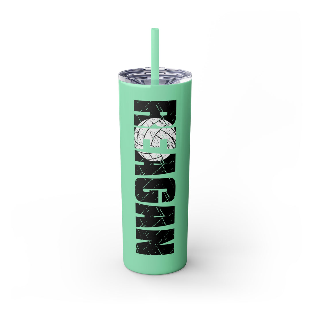 Volleyball 20oz Skinny Tumbler with Straw w/Custom Name